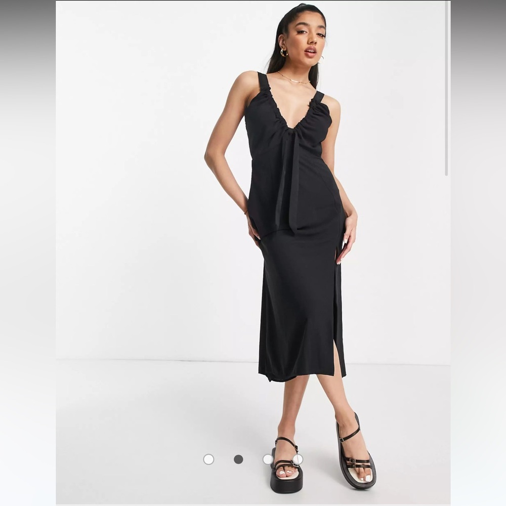 Abercrombie Cinch-Front Slip Midi Dress